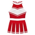 thumbnail image 3 of Oyolan Ensemble d'Uniforme de Cheerleader Sans Manches pour Femmes Adultes Jupe Plissée Mini Rouge TTG, 3 of 5