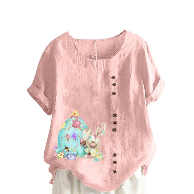 Birdeem Chemise Décontractée Oversize d'Été pour Femmes Col Rond Manches Courtes Imprimé Floral Ample