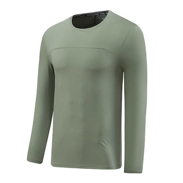 Styesk Mens Shirts Man Solid-Color-Drying Breathable Tight Fitting Base Sports Fitness Elastic Long Sleeve Round-Neck