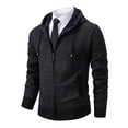 thumbnail image 4 of Wzzjkit Fall Clothes Men's Colid Color Long-sleeved Hooded Zipper Pocket Knitted Sweater Jacket, 4 of 5