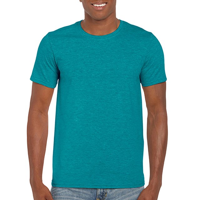Gildan Mens Softstyle T-Shirt, M, Heather Galapagos Blue