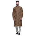 thumbnail image 1 of Atasi Printed Long Kurta For Men With White Churidar Pyjama Set Traditional Wear, 1 of 1