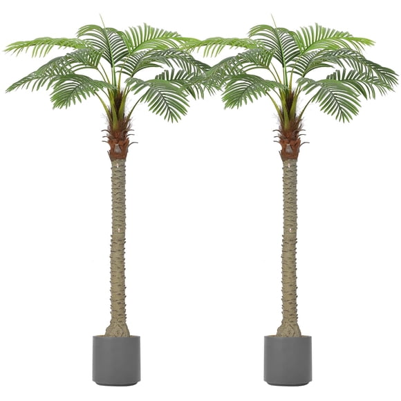 QinaQin 2PCS Outdoor Artificial Palm Trees, Fake Palm Trees for Indoor or Outdoor Decor in Home, Office, Garden or Backyard