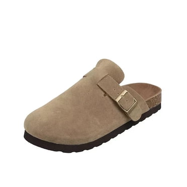 Sabots en Liège pour Femmes, Chaussures Plates à Bout Fermé, Pantoufles à Semelle Épaisse pour Femmes, Extérieur Décontracté, Pantoufles Plates pour Femmes, Zapatos de Mujer tzw