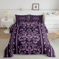 thumbnail image 1 of Erosebridal Ensembles de Literie à Fleurs Damassées Violettes pour Lit Simple avec Couette, Insert de Couette Rétro Boho, Décor Hippie Tribal, Réversible, 1 of 7