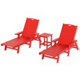 thumbnail image 1 of Bayport Outdoor 3PC HDPE Plastic Reclining Chaise Lounge/Table Set Red, 1 of 6
