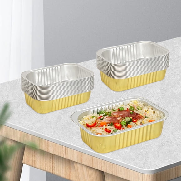 GOGRANT Aluminum Foil Pans with Lids 20-Pack 1000ml Disposable Food Containers Oven & Freezer Safe Rectangular Baking Trays for Meal Prep Catering Takeout