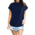 thumbnail image 1 of AMERTEER Blouse Décontractée en Coton à Manches Courtes et Col Roulé pour Femmes, Grande Taille, 1 of 4