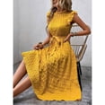 thumbnail image 4 of Ovzne Robes pour Femmes 2025 Robe Femme Mode Femme Été Décontractée Col Rond à Volants Manches Courtes Robe Unie Robe Femme Manches Courtes Liquidation, 4 of 6