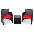 thumbnail image 1 of Gymax 3PCS Rattan Patio Conversation Furniture Set Yard Outdoor w/ Red Cushions, 1 of 9