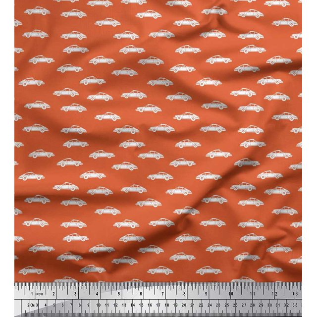 Soimoi Polyester Crepe Fabric Car Transport Decor Fabric Printed Yard 42 Inch Wide