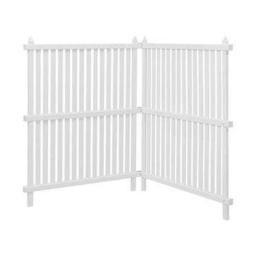 KFFKFF 2 Panels Outdoor Privacy Screen, 36 x 45 in Air Conditioner Fence with 19.7 in Ground Stakes, Pool Equipment Enclosure, Strip Vinyl Privacy Fence