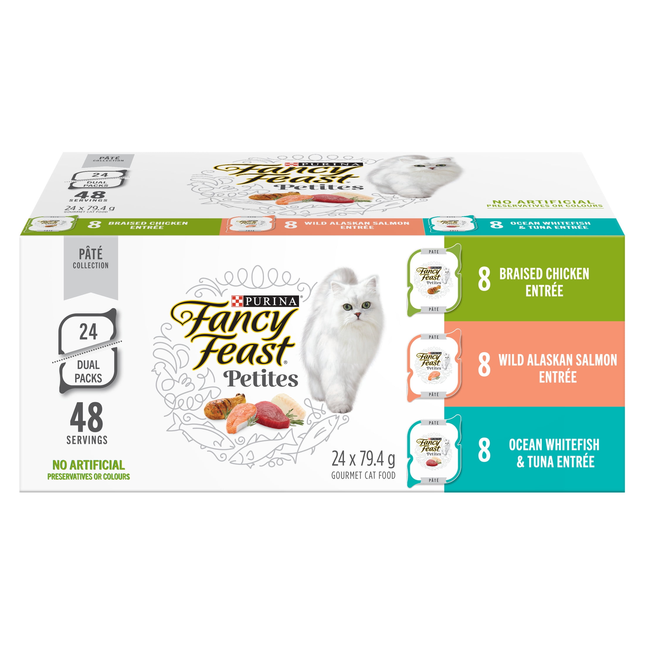 Fancy Feast Petites Collection Pâté Paquet Varié 3 Saveurs, Nourriture Humide pour Chats 24 x 79.4 g
