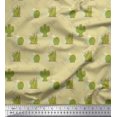 thumbnail image 1 of Soimoi Beige Modal Satin Fabric Sea Plant & Cactus Tree Print Fabric by the Yard 42 Inch Wide, 1 of 5