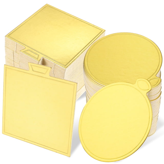 200 Pcs Cake Boards Square and Round Cake Bases Cake Paper Board Cupcake Dessert Display Trays
