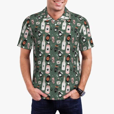 Vsdgher Halloween Potions Print Polo Shirts for Men, Men's Short Sleeve Stretch Polo Shirt, Shirts for Men-Large
