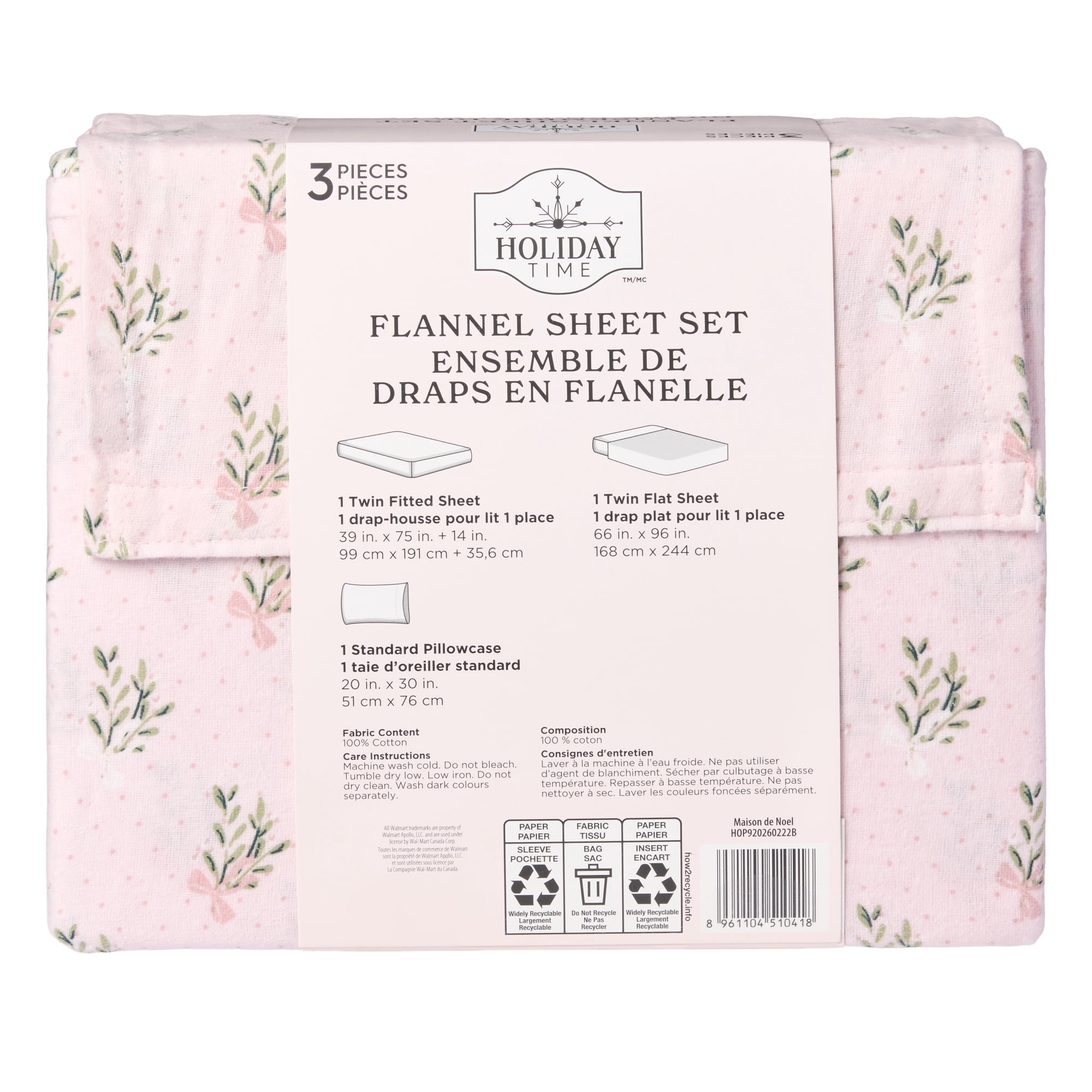 Holiday Time Queen Flannel Sheet Set