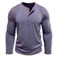 thumbnail image 2 of RXIRUCGD Chemise Décontractée pour Homme à Couleur Unie, Boutonnée, Col Rond, Manches Longues, Bleu Foncé, Taille : TG, 2 of 9