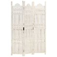 thumbnail image 1 of vidaXL Hand carved 3-Panel Room Divider White 120x165 cm Solid Mango Wood, 1 of 5