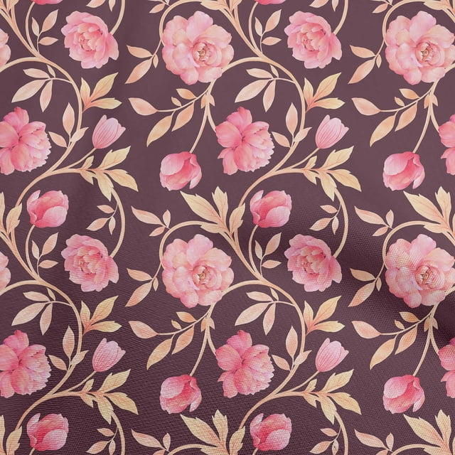 oneOone Polyester Spandex Wine Fabric Floral Sewing Craft Projects Fabric Prints By Yard 56 Inch Wide