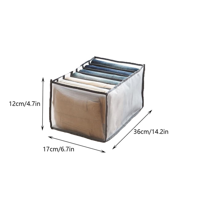 DPTALR 2pc 7 Grids Washable Wardrobe Clothes Organizer,Jeans Compartment Storage Box 36*17*12