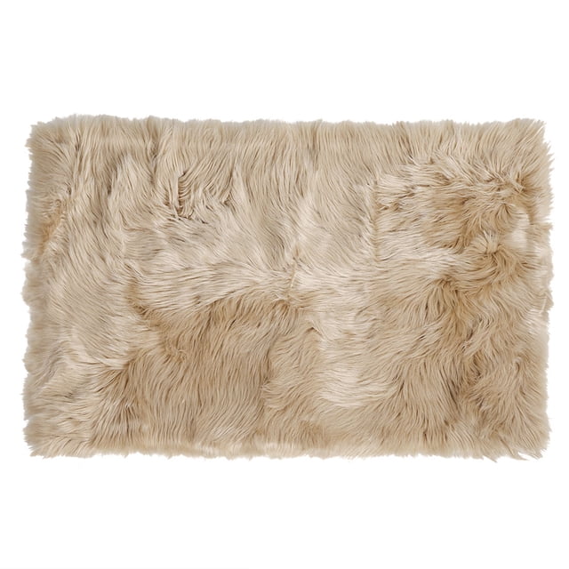 Unique Bargains Soft Faux Sheepskin Fur Solid Plush Area Rug Carpet Pad for Bedroom Floor Mats Rectangle