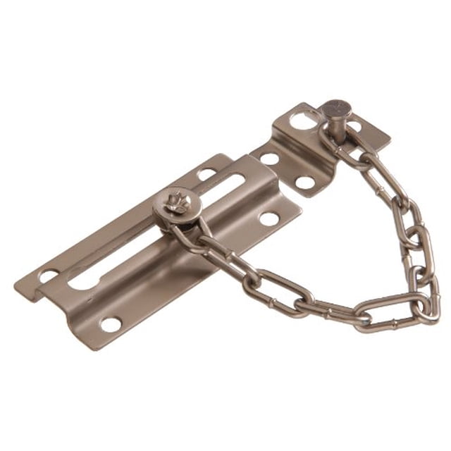 Chaîne de Porte 2"X3/4 Pouces 1P en Fini nickel Satiné avec Plaque de Montage en Métal et Chaîne Liée, Offrant la Sécurité des Portes et des Essentiels de Quincaillerie pour l'Amélioration de la Maison, Convient Aussi pour Fixer des Armoires Ou des Portails.