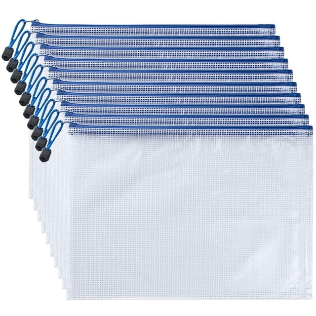 10Pcs Zipper File Bags, Zipper Pouch, PVC Document Bag Zipper Folders Document Pouch Receipts Organizer for Office School Home Travel