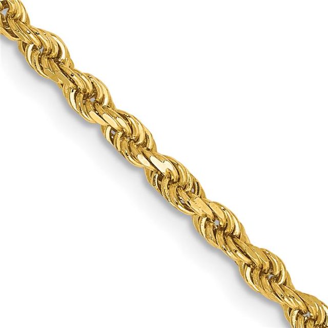 Quality Gold 10DH018-20 10K Yellow Gold 2.5 mm Semi-Solid Diamond-Cut 20 in. Rope Chain