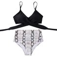 thumbnail image 2 of Women Criss Cross High Waisted String Floral Printed 2 Piece Bathing Suits(Snake Skin，L), 2 of 6