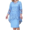 thumbnail image 1 of Womens Plus Size Evening Dress Lace Embroidery Two Piece Set Temperament Fit Dress, 1 of 5