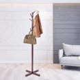 thumbnail image 3 of CHOK Wooden Coat Rack Free Standing Tree Clothes Hanger Hallway Entryway Coat Rack with 8 Hooks for Suits  Hats  Scarves  Handbags  Umbrella, 3 of 9