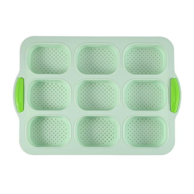 Non-Stick Silicone Baking 9 Cavity Oval Pan for Homemade Bread Loaves and Creation