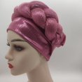 thumbnail image 3 of Turban Multicolored Good Elasticity Women Thick Braids Design Turban Cap for Christmas, 3 of 10