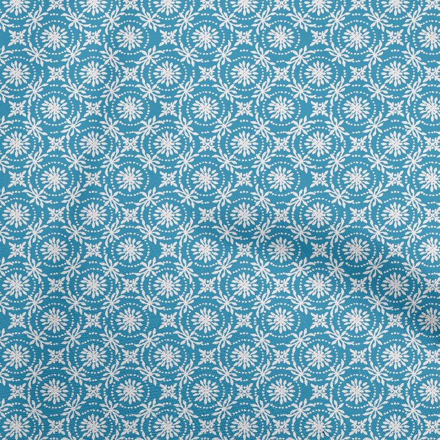 oneOone Cotton Poplin Medium Blue Fabric Block Craft Projects Decor Fabric Printed By The Yard 56 Inch Wide-T7