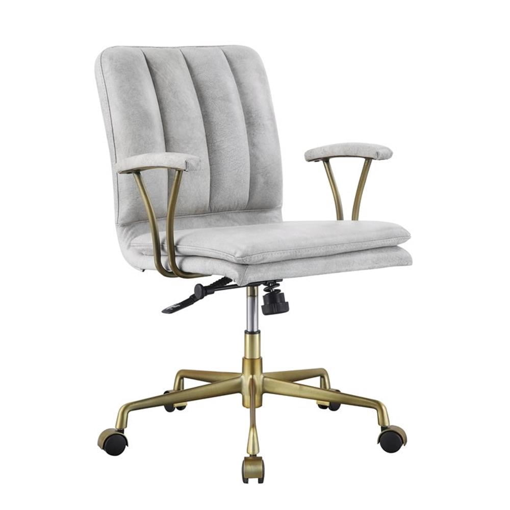 Scranton & Co Chaise en Cuir Pleine Fleur Blanc Vintage et Chrome