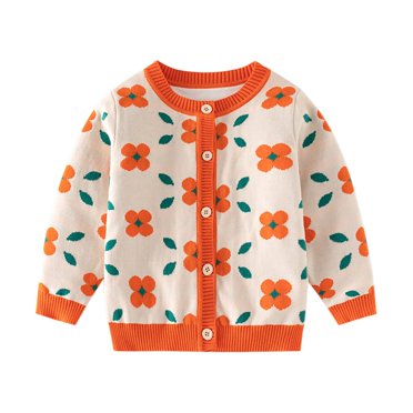 Pisexur Chandail pour Tout-Petits Bébés Filles Garçons Mode Mignon Imprimé Tricot Coton Chandails pour Filles Manches Longues Col Rond Cardigan à Boutons Chandail Bébé Vêtements d'Automne Hiver 3-8 Ans