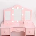 thumbnail image 2 of Zzistar Kids Vanity Table Set with Light, Tri-Folding Mirror, 5 Drawers and Square Stool, Wood Makeup Desk Dressing Table with Open Storage Shelves and Detachable Top, 2 of 6