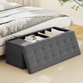 thumbnail image 3 of Patiojoy 43 Inches Folding Storage Ottoman Bench Linen End of Bed Bench with Padded Seat, 3 of 9