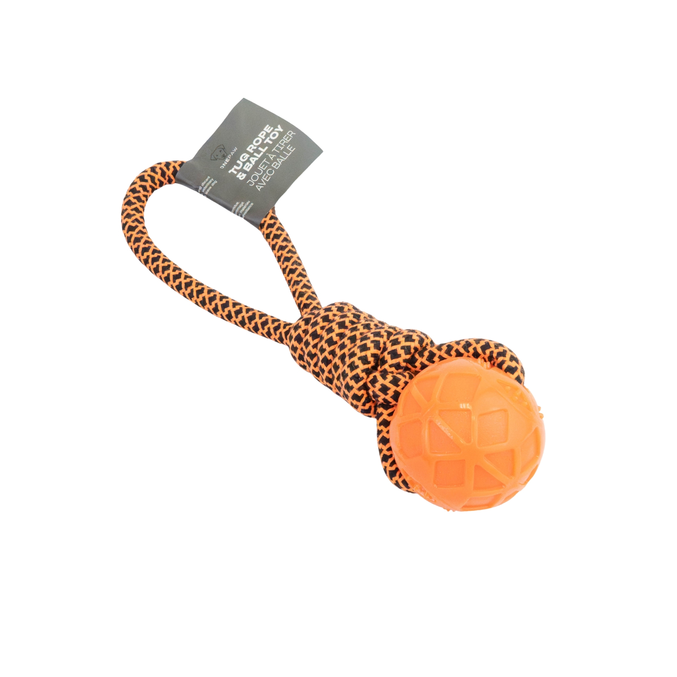 One Paw, Jouet pour chien, corde à tirer et balle, tir à la corde, orange, pour chiens