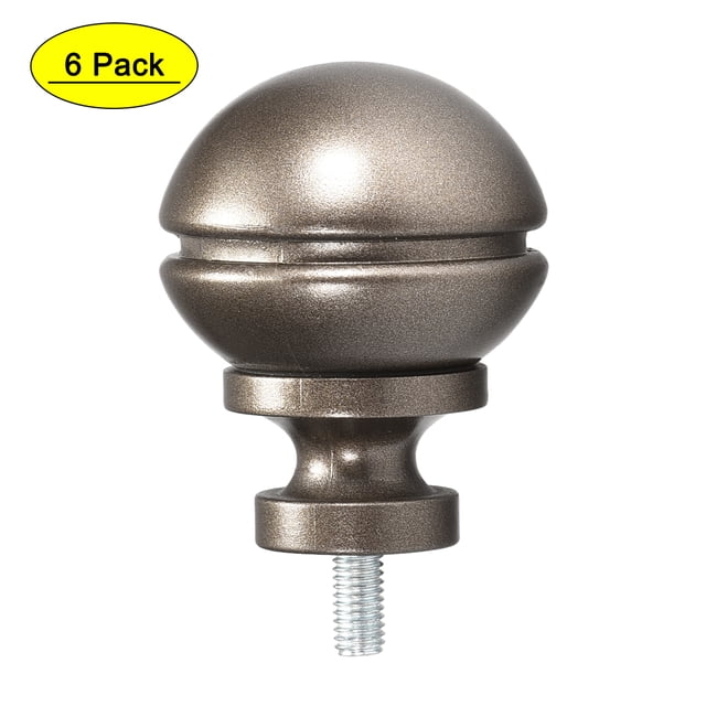 Unique Bargains Curtain Rod Finials Plastic End,Fit For 14mm Diameter (Max.) Rod,Total Size 54mm x 36mm Brown 6pcs