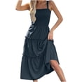 thumbnail image 1 of Timegard Robes d'Été pour Femmes Sans Manches à Volants Col Carré Couleur Unie Robe d'Été de Plage Décontractée Smockée, 1 of 7