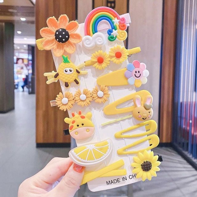 14 Pcs Pinces à Cheveux pour Bébés Filles, Accessoires pour Cheveux Colorés et Mignons / Multicolore