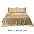 thumbnail image 3 of Soft Solid Matte Satin Hotel Silk Sheet Set | 4-Piece Bedding Set with Deep Pocket Fitted Sheet, Flat Sheet & 2 Pillowcases | Polyester Microfiber | Multiple Colors, 3 of 6