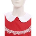 thumbnail image 4 of Kaerm Costume de Servante Française pour Femmes avec Tablier, Col à Revers en Satin, Bordure en Dentelle, Manches Courtes, Style Mouillé, Robe Maxi Rouge TG, 4 of 7