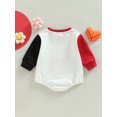 thumbnail image 4 of Faithtur Bébé Garçons Filles Tombent Romper, Manches Longues Col Rond Lettre Impression Contraste Couleur Bodysuit, 4 of 8