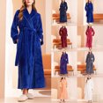 thumbnail image 1 of FAIWAD Women's Flannel Thickened Nightgown Soft Warm Fuzzy Fleece Robe Solid Color Bathrobe Loungewear with Pockets, 1 of 7