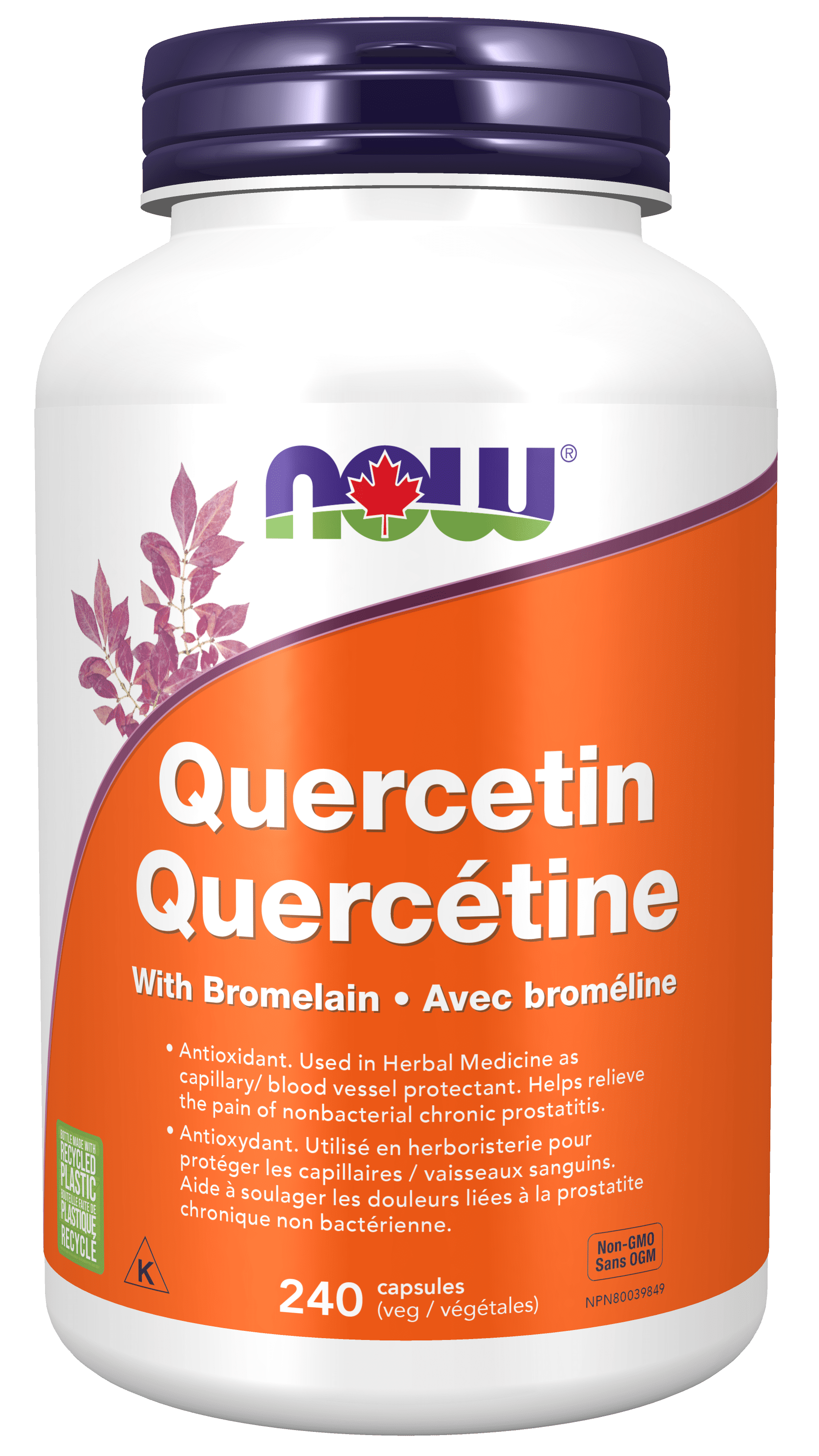 NOW Supplements Quercetin with Bromelain Vegetable Capsules, 240 Count