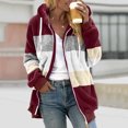 thumbnail image 1 of Meichang Womens Sherpa Fleece Lined Hoodie Jackets Zip Up Warm Winter Fluffy Fleece Coat Color Block Thermal Sweatshirt Outerwear, 1 of 5