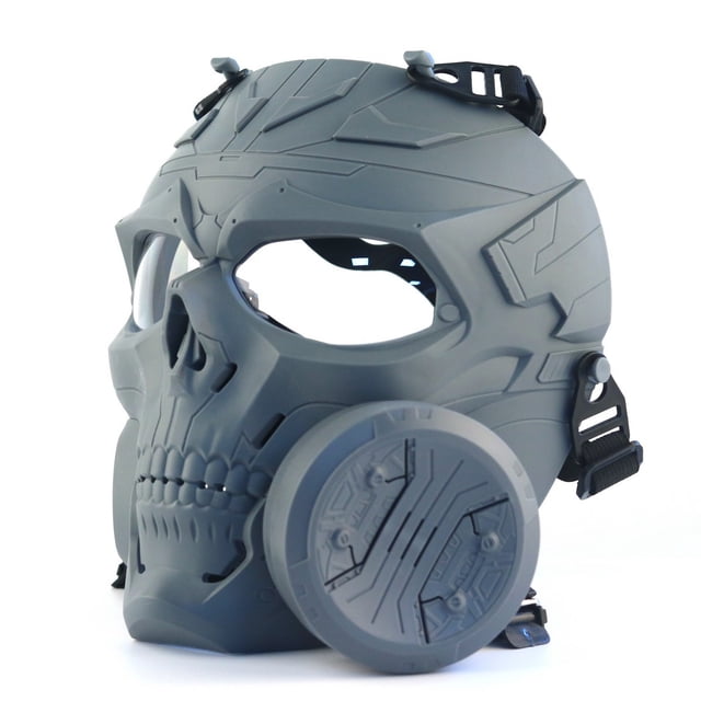 TopOne Tactical Gas Mask Full Face Single Fan Skull Covers Protective Mask for Outdoor Cs Game Masquerade Cosplay